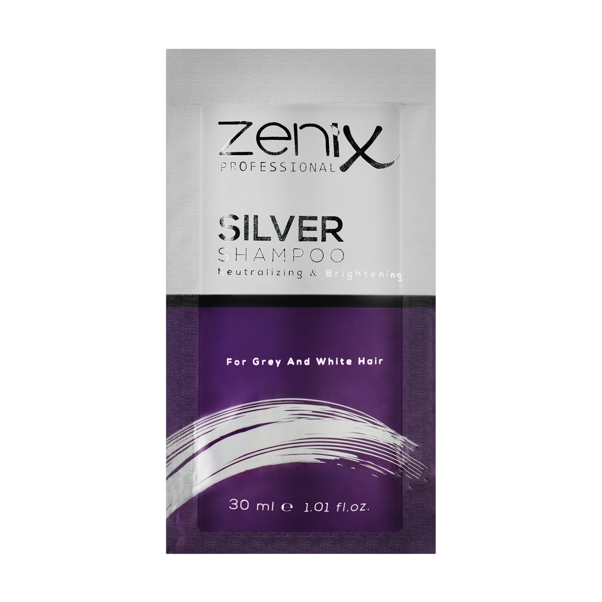Срібний шампунь Zenix Silver Shampoo для освітленого, мелірованого та сивого волосся, 30 мл