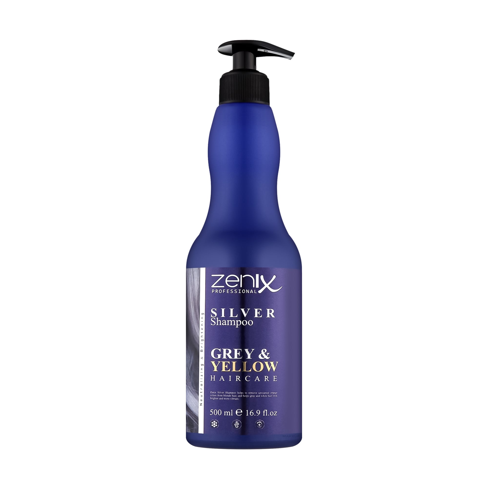 Срібний шампунь Zenix Silver Shampoo для освітленого, мелірованого та сивого волосся, 500 мл
